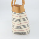 BURBERRY Tote Bag Canvas Leather White Gold Auth bs31858-3