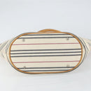 BURBERRY Tote Bag Canvas Leather White Gold Auth bs31858-5