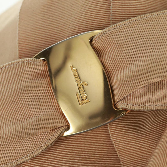 Salvatore Ferragamo Shoulder Bag Canvas Beige Gold Auth bs31859