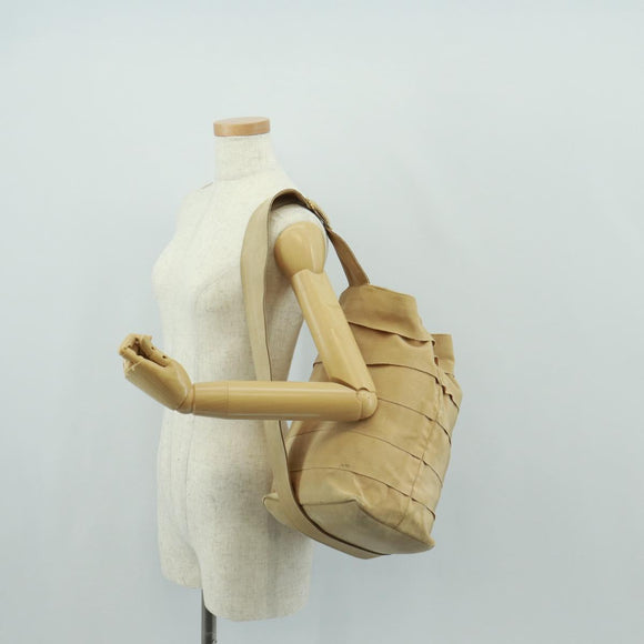 Salvatore Ferragamo Shoulder Bag Canvas Beige Gold Auth bs31859