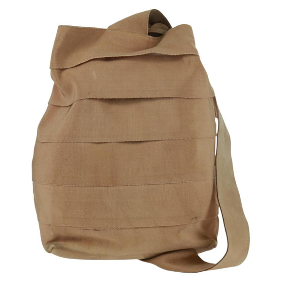 Salvatore Ferragamo Shoulder Bag Canvas Beige Gold Auth bs31859