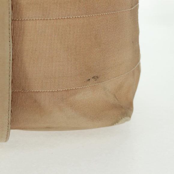 Salvatore Ferragamo Shoulder Bag Canvas Beige Gold Auth bs31859