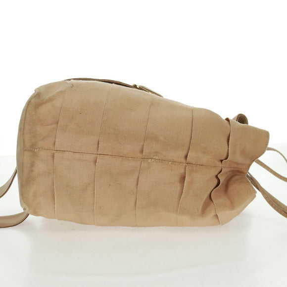 Salvatore Ferragamo Shoulder Bag Canvas Beige Gold Auth bs31859