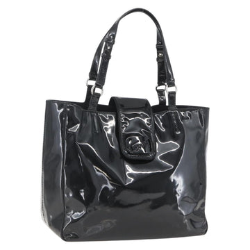 Salvatore Ferragamo Tote Bag Enamel Black Silver Auth bs31860