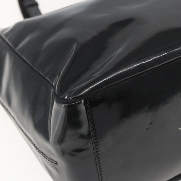 Salvatore Ferragamo Tote Bag Enamel Black Silver Auth bs31860