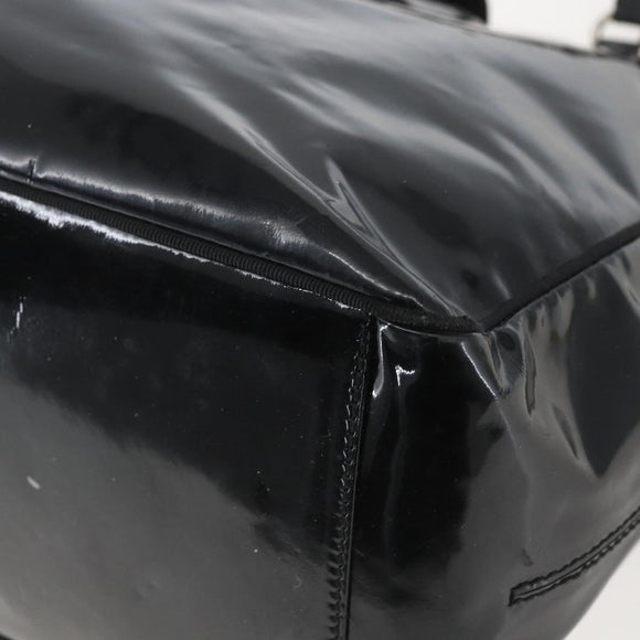 Salvatore Ferragamo Tote Bag Enamel Black Silver Auth bs31860