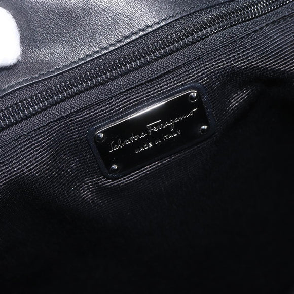Salvatore Ferragamo Tote Bag Enamel Black Silver Auth bs31860