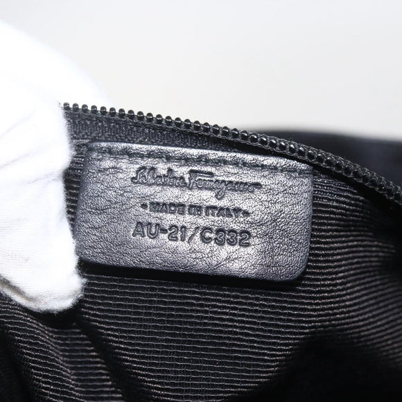 Salvatore Ferragamo Tote Bag Enamel Black Silver Auth bs31860