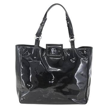 Salvatore Ferragamo Tote Bag Enamel Black Silver Auth bs31860 - 0