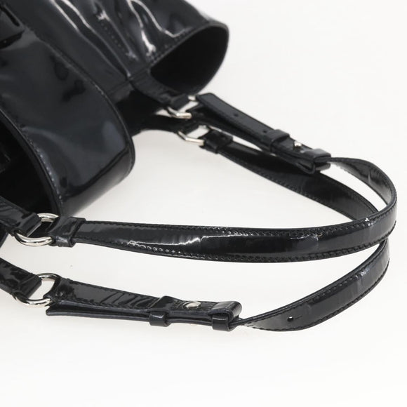 Salvatore Ferragamo Tote Bag Enamel Black Silver Auth bs31860