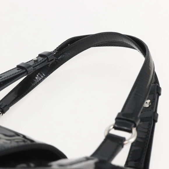 Salvatore Ferragamo Tote Bag Enamel Black Silver Auth bs31860