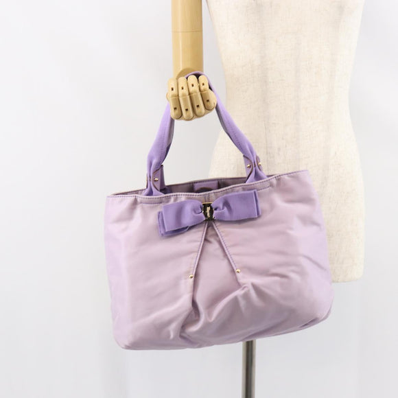 Salvatore Ferragamo Vala Hand Bag Nylon Purple Gold Auth bs31861