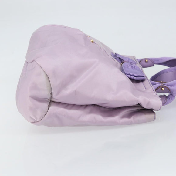 Salvatore Ferragamo Vala Hand Bag Nylon Purple Gold Auth bs31861