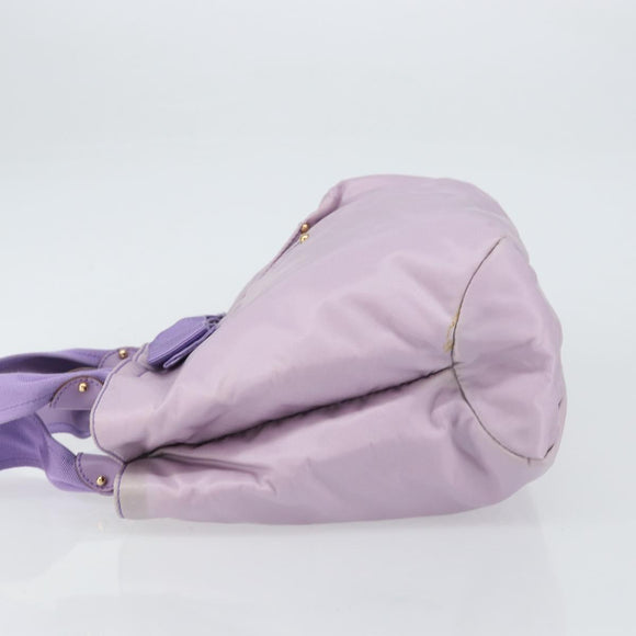 Salvatore Ferragamo Vala Hand Bag Nylon Purple Gold Auth bs31861