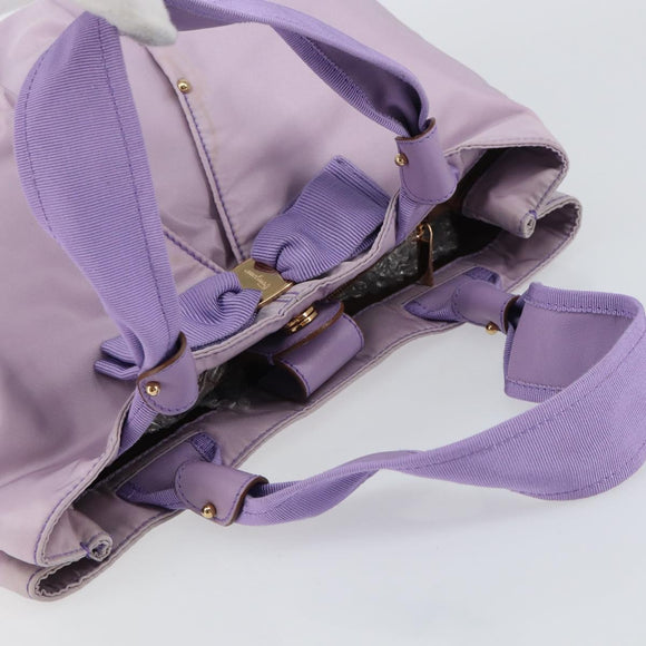Salvatore Ferragamo Vala Hand Bag Nylon Purple Gold Auth bs31861