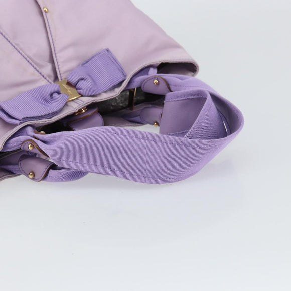 Salvatore Ferragamo Vala Hand Bag Nylon Purple Gold Auth bs31861