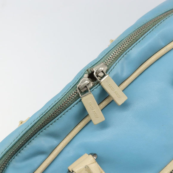 Miu Miu Handtas Leer Blauw Zilver Auth bs31862
