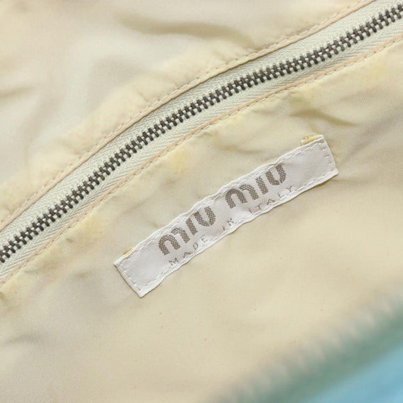 Miu Miu Handtas Leer Blauw Zilver Auth bs31862