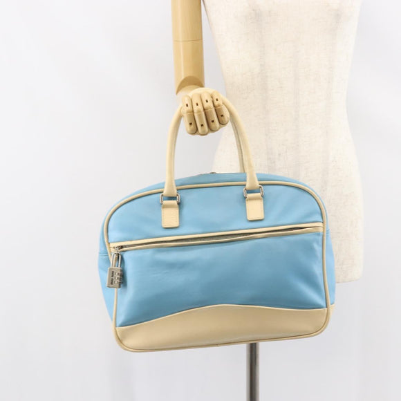 Miu Miu Handtas Leer Blauw Zilver Auth bs31862