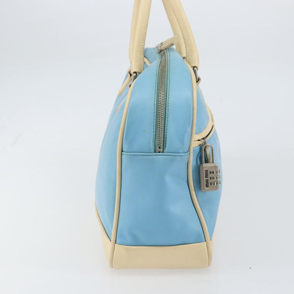 Miu Miu Handtas Leer Blauw Zilver Auth bs31862