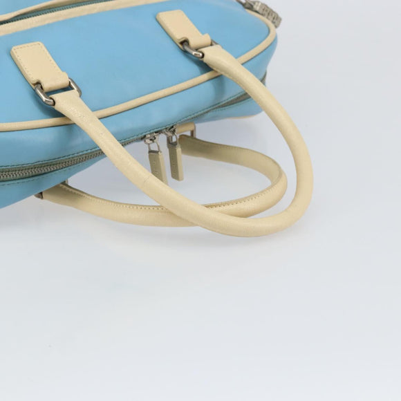 Miu Miu Handtas Leer Blauw Zilver Auth bs31862