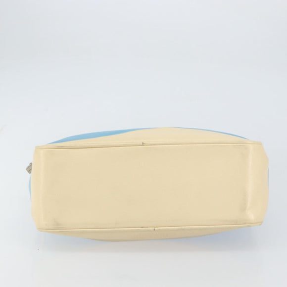 Miu Miu Handtas Leer Blauw Zilver Auth bs31862