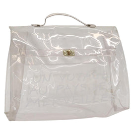 HERMES Vinyl Kelly Hand Bag Vinyl Clear Auth bs31863