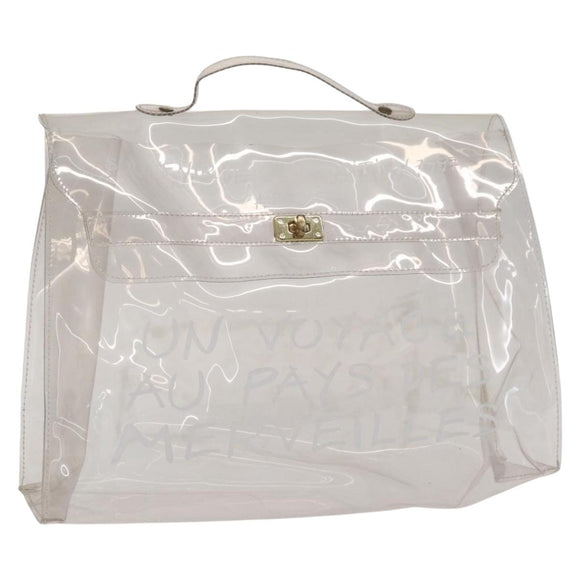HERMES Vinyl Kelly Hand Bag Vinyl Clear Auth bs31863
