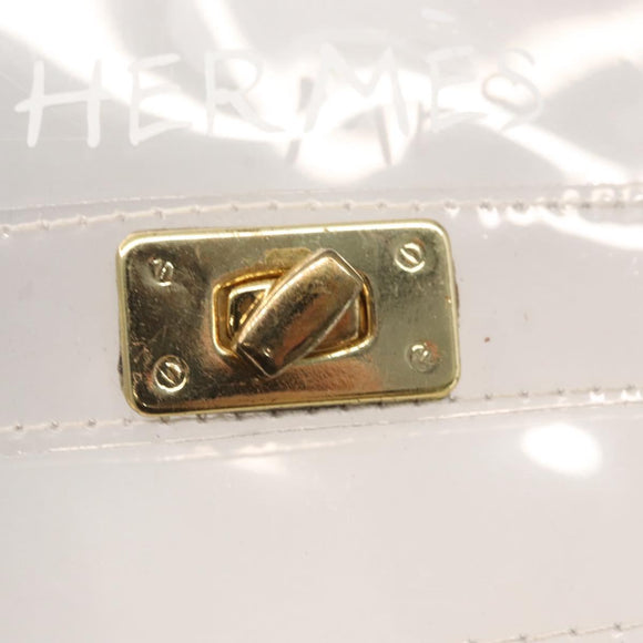 HERMES Vinyl Kelly Hand Bag Vinyl Clear Auth bs31863