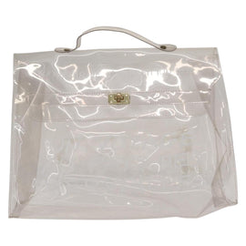 HERMES Vinyl Kelly Hand Bag Vinyl Clear Auth bs31863 - 0