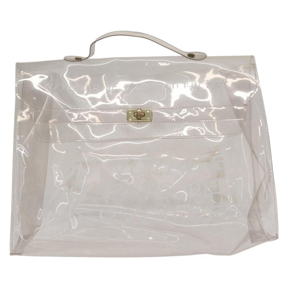 HERMES Vinyl Kelly Hand Bag Vinyl Clear Auth bs31863