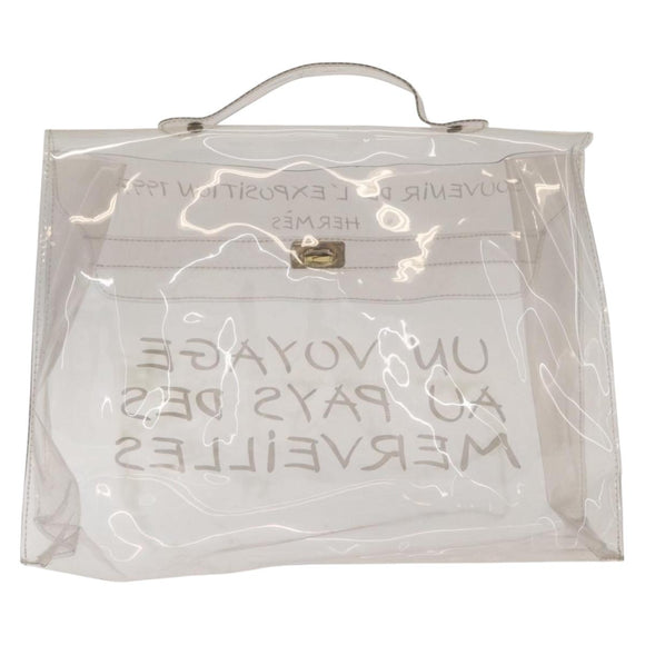 HERMES Vinyl Kelly Hand Bag Vinyl Clear Auth bs31863
