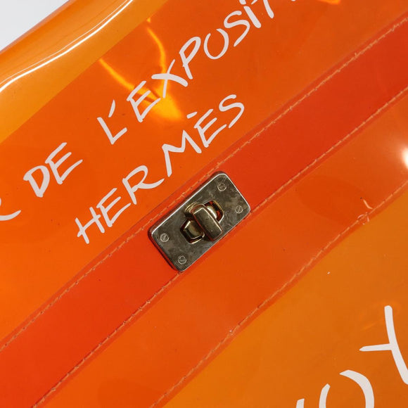 HERMES Vinyl Kelly Hand Bag Vinyl Orange Auth bs31864