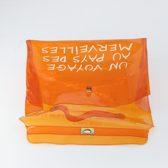 HERMES Vinyl Kelly Hand Bag Vinyl Orange Auth bs31864