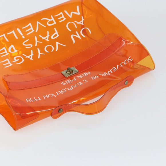 HERMES Vinyl Kelly Hand Bag Vinyl Orange Auth bs31864