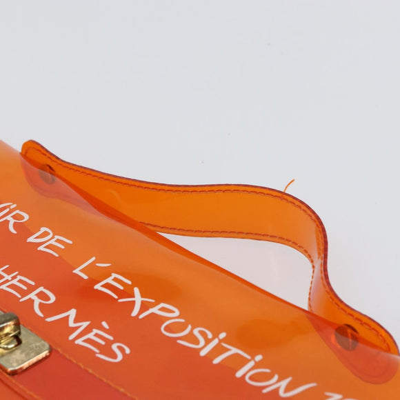 HERMES Vinyl Kelly Hand Bag Vinyl Orange Auth bs31864