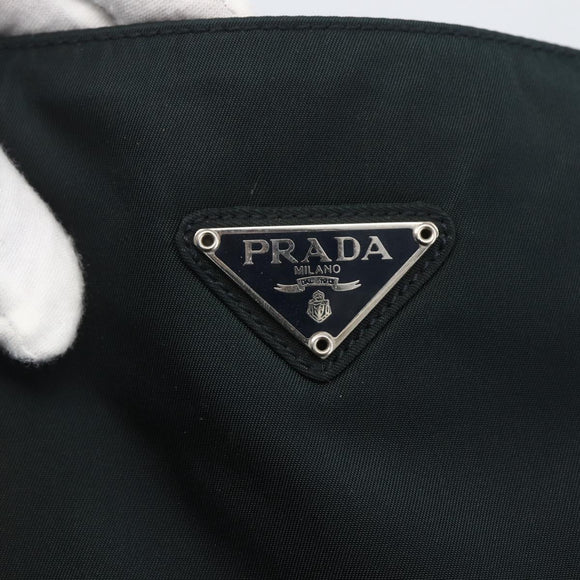 PRADA Tote Bag Nylon Leather Black Silver Auth bs31865