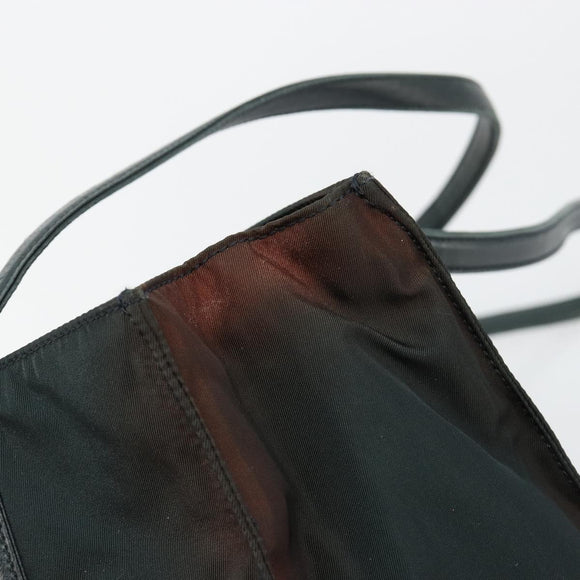 PRADA Tote Bag Nylon Leather Black Silver Auth bs31865