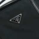 PRADA Tote Bag Nylon Leather Black Silver Auth bs31865-18