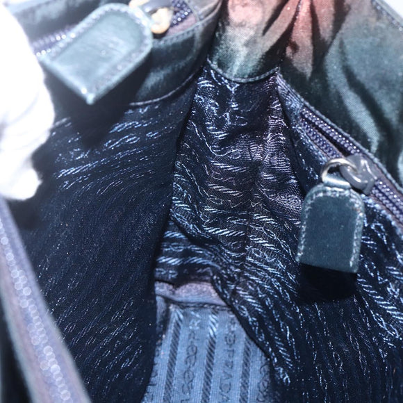 PRADA Tote Bag Nylon Leather Black Silver Auth bs31865