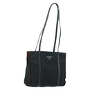 PRADA Tote Bag Nylon Leather Black Silver Auth bs31865-1