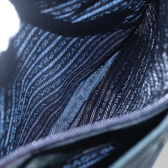 PRADA Tote Bag Nylon Leather Black Silver Auth bs31865