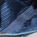 PRADA Tote Bag Nylon Leather Black Silver Auth bs31865-23