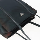 PRADA Tote Bag Nylon Leather Black Silver Auth bs31865-6