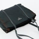 PRADA Tote Bag Nylon Leather Black Silver Auth bs31865-7