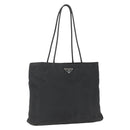PRADA Tote Bag Nylon Black Silver Auth bs31866-1