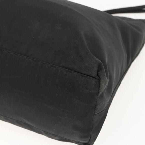 PRADA Tote Bag Nylon Black Silver Auth bs31866