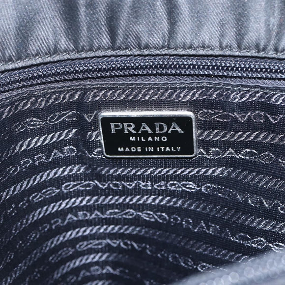 PRADA Tote Bag Nylon Black Silver Auth bs31866