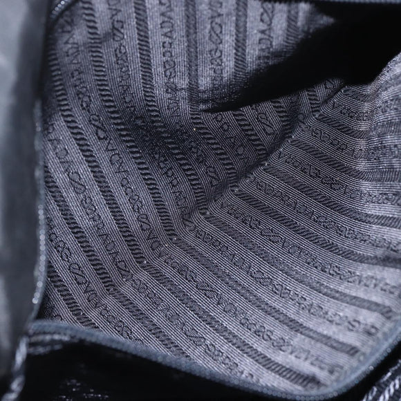 PRADA Tote Bag Nylon Black Silver Auth bs31866