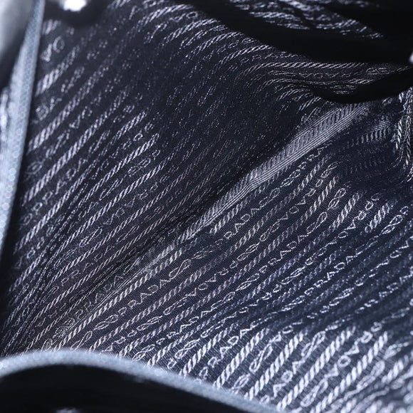 PRADA Tote Bag Nylon Black Silver Auth bs31866